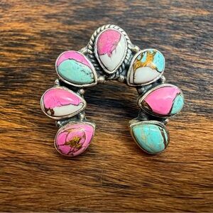 Sterling Silver Cotton Candy Dahlia Ring | Size 9 | Rodeo Festival Wear